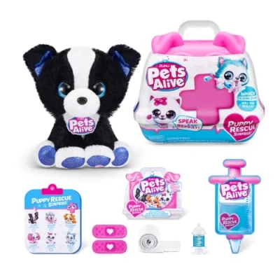 Image of Pets Alive Pet Shop Surprise Series 3 Puppy Rescue Border Collie, Plush, Ultra Soft Plushies, Surprises Inside, Interactive Toy with Electronic Speak and Repeat (Border Collie)