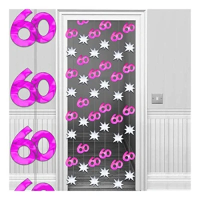 Image of Amscan International Pink Shimmer 60th Door Danglers Decoration