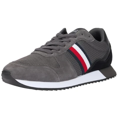 Image of Tommy Hilfiger Men’s Low Top Runner Trainers, Grey (Dark Ash), 6,5