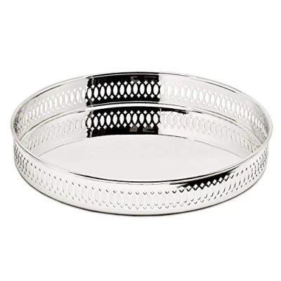 Image of Edzard serving tray gallery Coro, round, silver plated, tarnish protected, diameter 9,1 in, height 1,4 in