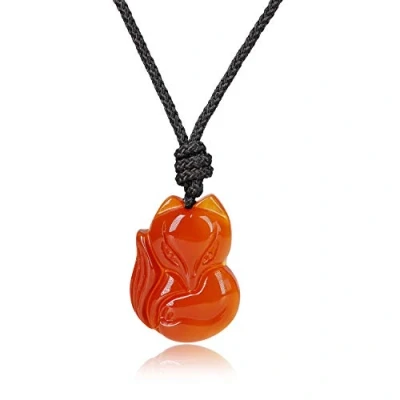 Image of COAI Red Agate Stone Fox Pendant Necklace for Women
