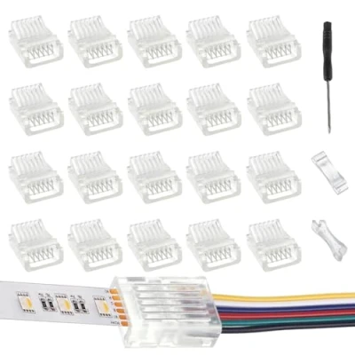 Image of EPLZON6 Pin 12 mm LED Strip Connector Light to Wire Quick RGB Lights Adapter Clear Unwired Gapless Track Lighting for 5050 Light(20pcs)