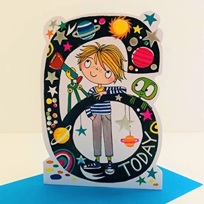 Image of Rachel Ellen Boy 6 Today Age Birthday Card Space