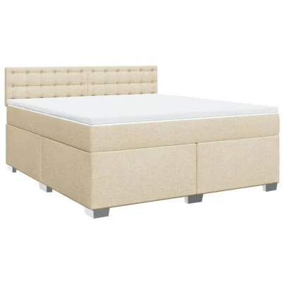 Image of vidaXL Box Spring Bed with Mattress Cream 180x200 cm Fabric