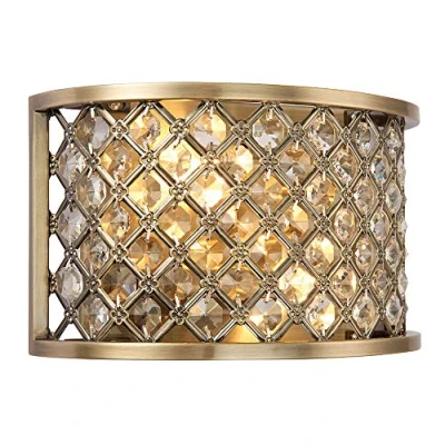 Image of National Lighting Tim Decorative Antique Brass with Crystal Bead Detailing Wall Light Fixture for Dining Room Bedroom Living