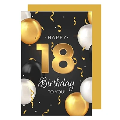 Image of Edition Seidel Premium 18th Birthday Card with Envelope Greeting Happy For Him Her Friend Sister Brother Daughter Son Teenager Balloons (GZ351 18 SW023)