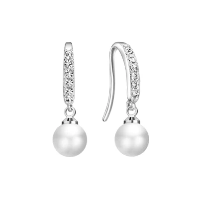 Image of Philip Jones Silver Plated Pearl Drop Earrings Created with Zircondia® Crystals