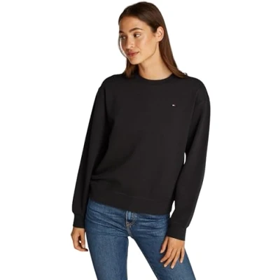 Image of Tommy Hilfiger FLAG ON Chest Sweatshirt, Women&#039;s, Size: 3XL, Black