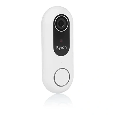 Image of Byron Wired Smart Wi Fi Video Doorbell, Free App, Full HD 1080p Camera, Two Way Talk, Night Vision, Easy Installation, White, DIC 23712
