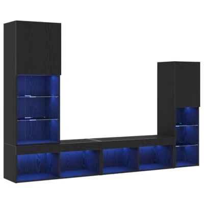 Image of vidaXL LED TV Cabinet Black Oak 30.5x30x102 cm Engineered Wood