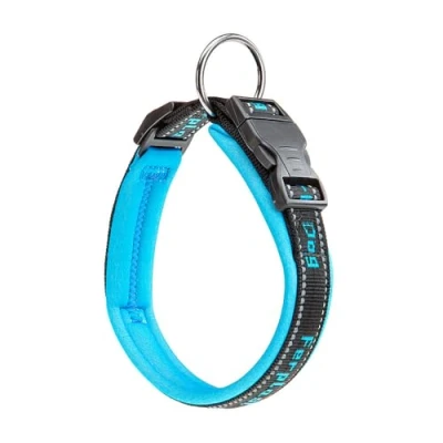 Image of Ferplast Dog Collar SPORT DOG, Large Dogs, Soft Padding, Reflective Nylon Collar, Pet Name Tag, Size: 2,5 cm (35 45 cm), Blue