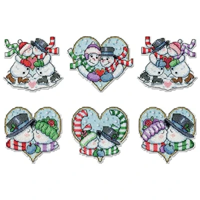 Image of Design Works Crafts Counted Cross Stitch Ornament Kit, Snow Couple