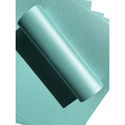 Image of 10 Sheets A4 Sea Blue Iridescent Sparkle Card Quality 300gsm for Crafts Making