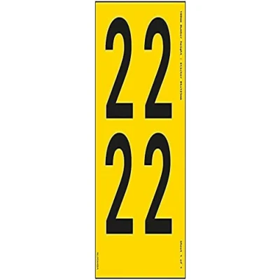Image of V Safety One Number Sheet 2 108mm Height 300x200mm Yellow Adhesive Vinyl