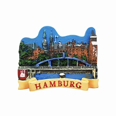 Image of Hamburg Germany 3D Refrigerator Magnet Resin Travel Souvenirs,Handmade Home &amp; Kitchen Decoration Fridge Collection Gift
