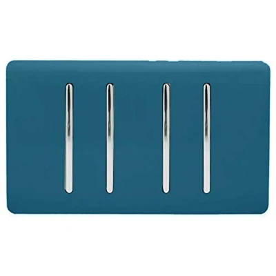 Image of Trendi 4 Gang (2 Way &amp; 2xIntermediate) Glossy 10 Amp Rocker Light Switch Midnight Blue