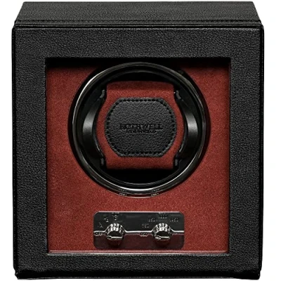 Image of ROTHWELL Single Watch Winder for Automatic Watches with Quiet Motor Multiple Speeds and Rotation Settings (Black/Red)