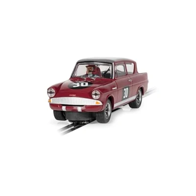 Image of Scalextric C4546 Ford Anglia 105E Broadspeed Slot Cars, Maroon