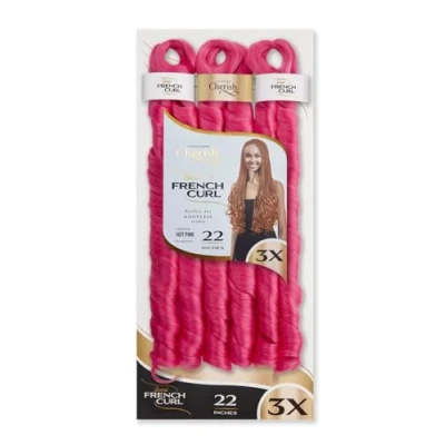 Image of CHERISH SYNTHETIC CURLY BOUNCY HAIR EXTENSION BRAID 3 x SPIRAL FRENCH CURL 22 (COLOR HOT PINK)