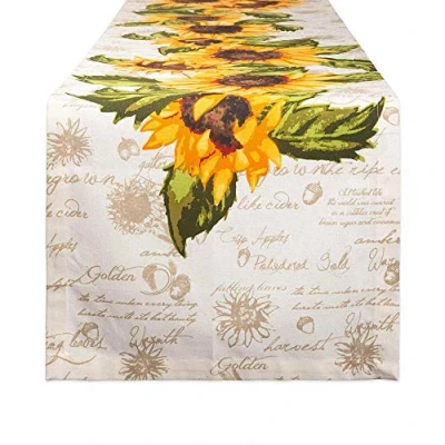 Image of DII Table Top Décor Collection Spring &amp; Summer Runner, 14x108, Rustic Sunflowers Print