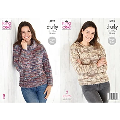 Image of King Cole 5825 Knitting Pattern Womens Sweaters in Shadow Chunky