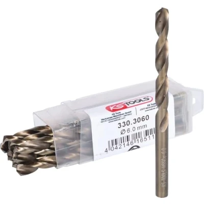 Image of KS Tools 330.3060 HSS G Co 5 twist drill, pack of 10, 6,0mm