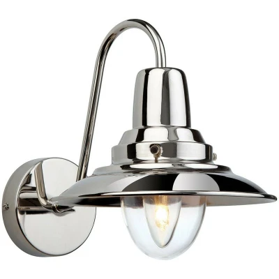 Image of Fisherman 1 Light Indoor Dome Wall Chrome, Clear Glass, E14