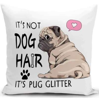 Image of HUASHUZI Pug Dog Cushion Cover Lovers Gift for Women Mum Mothers Day Decorations Throw Pillow Case Decor Home Livingroom Couch Sofa 18&quot;x18&quot;(45x45cm)