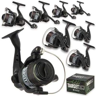 Image of 10 Angling Pursuits Target Carp Coarse fishing reel 8lb line Black WHOLESALE