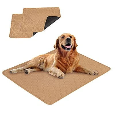 Image of EASTLION Washable Dog Mat,Non Slip Reusable Puppy Pads for Dogs,Super Absorbent Waterproof Mat Pee Dogs Indoor Outdoor Car Travel Dogs,Cats(2 PCS 23.6x17.7 inch) S Beige