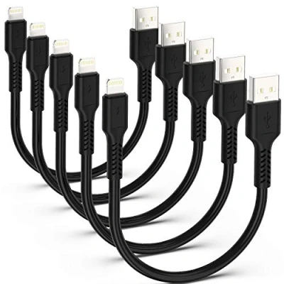 Image of ADILIFT Short Charger Cable for iPhone [5 Pack MFi Certified 0.2M] Lightning 20CM Data Sync USB Fast Charging Lead Compatible with 11 Pro Max Xs X XR 8 7 6s 6 plus SE 5 iPad Black