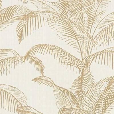 Image of Rasch Wallpaper 406818 Palm Leaves White and Gold