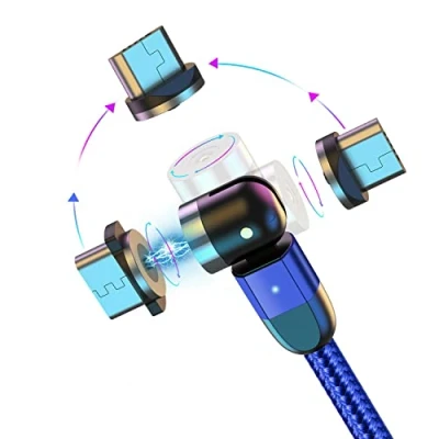 Image of Magnetic Charging Cable 3 in 1 Magnet USB 540 Rotation 1M/2M/3M Nylon Braided Phone Charger Compatible with Android Micro USB/Type C/USB C/Phone Smartphone Tablet