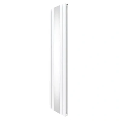 Image of Flat Panel Radiator With Mirror 1800mm x 425mm Modern Designer Double Column Vertical Heater Gloss White Carbon Steel Wall Mounted Kitchen Living Room Cleaning Brush Fixing Kit &amp; Brackets