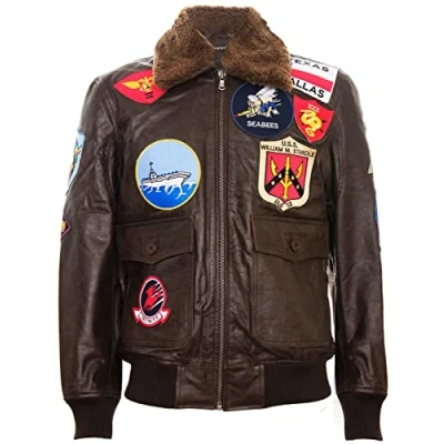 Image of Men&#039;s Brown Air Force A2 Flight Leather Bomber Jacket 4XL