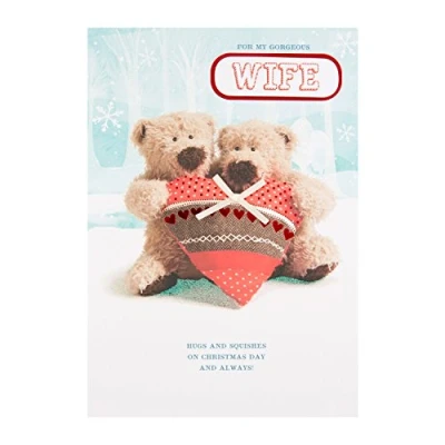Image of Hallmark Medium Wife &quot;Hugs and Squishes&quot; Christmas Card