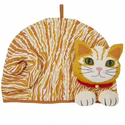 Image of Ulster Weavers Ginger Cat Tea Cosy (27 x 35 27cm) 100% Cotton Shaped Teapot Warmer Kitchen Gifts Accessories Lovers Cute Cover Orange