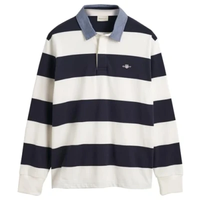 Image of GANT Chambray Stripe Heavy Rugger Long sleeved top, Men&#039;s, Size: 4XL, Eggshell