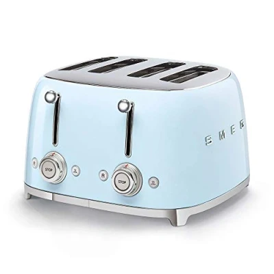 Image of Smeg TSF03PBUK 50s Style Four Slice Toaster Pastel Blue