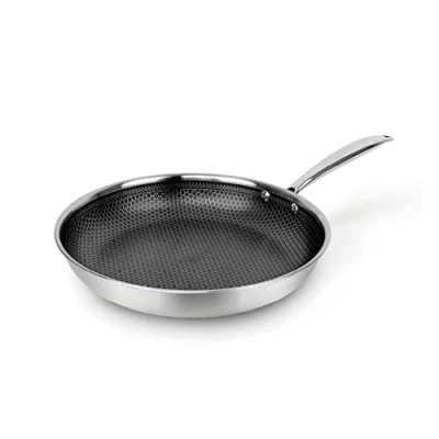 Image of Qulinart by Brandt The Frying pan with Non Stick Coating is Suitable for All Types of cookers, Including Induction, Without PFOA and lid (Triply, 28 cm)
