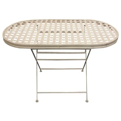 Image of Woodside Oval Folding Metal Garden Patio Dining Table Outdoor Furniture