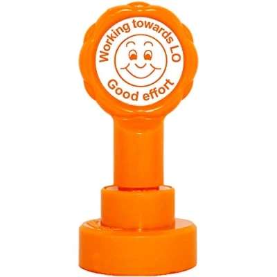 Image of Working towards LO Good effort Teacher Stamp. Orange Ink, 22mm Reinkable Xclamations Mount
