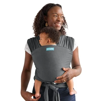 Image of Moby Wrap Baby Sling Carrier for Newborn to Toddler Element Slings Perfect Holder Mom &amp; Dad Adjustable All Body Types Asphalt