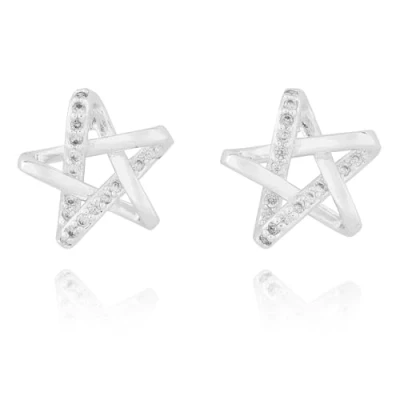 Image of Equilibrium Celestial Sparkle Star Silver Plated Earrings