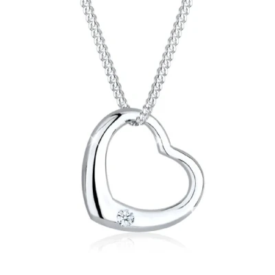 Image of Elli DIAMONDS Necklace Women Heart Pendant Classic with Diamond (0.03 ct.) in 925 Sterling Silver