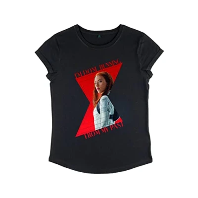 Image of Marvel Women&#039;s Black Widow Stop Running Rolled Sleeve T Shirt, S