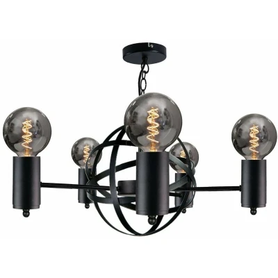 Image of Solar Pendant Ceiling Light Black, 60cm, 5x E27