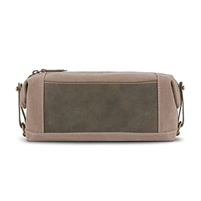 Image of LONDO Toiletry Bag Genuine Leather and Canvas Travel Dopp Kit (Green)