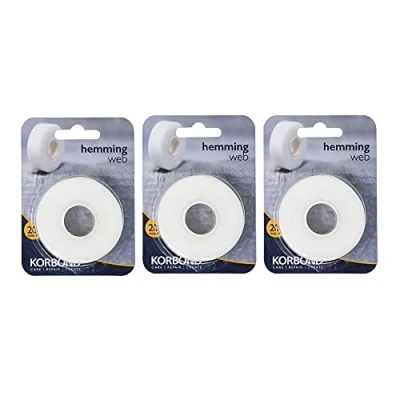 Image of Korbond Hemming Web 10m x 2cm White Iron On Hem Tape NO Sewing Required Adhesive Fabric Tape, Webbing