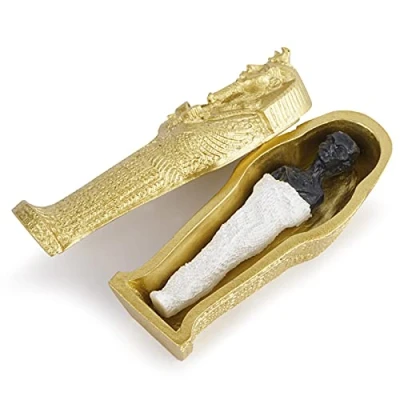Image of Kocris Casa Aquarium Mummy Gold Coffin Decorations Egypt Fish Reptile Turtle Tank Décor Ornament Pet